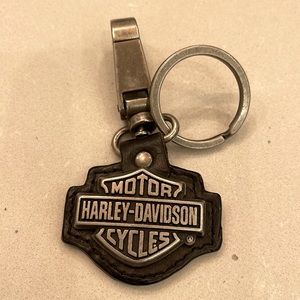 Harley Davidson Leather and Metal Key Ring
